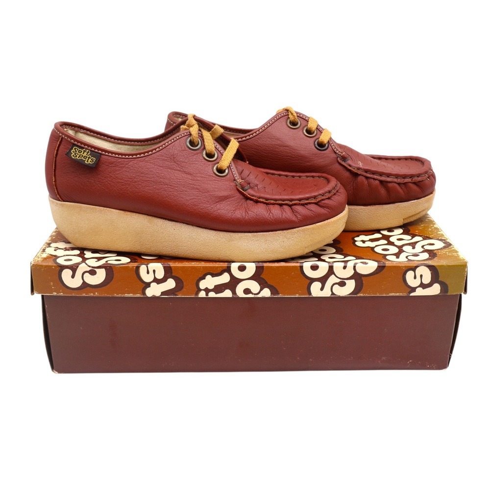 Soft Spots Cream Puffs Shoes Womens 5.5 Vintage Brown Leather Platform Moccasin